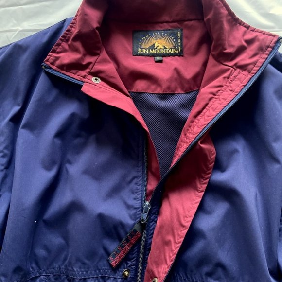 Sun Mountain Windbreaker Jacket Mens M Blue Full Zip Mesh Lined Golf Performance - Picture 2 of 11